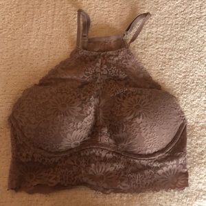 Pink High Neck Lace Bralette
